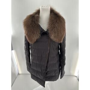 Brunello Cucinelli Coat Jacket Women’s Size 42 Puffer Down Fox Fur Collar Luxury